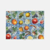 Couverture Polaire Fruit d'été méditerranéen & Mosaïque Bleue Blanc (Devant (Horizontal))