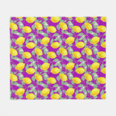 COUVERTURE POLAIRE FRUITS DE CITRON SUR FOND VIOLET (Devant (Horizontal))
