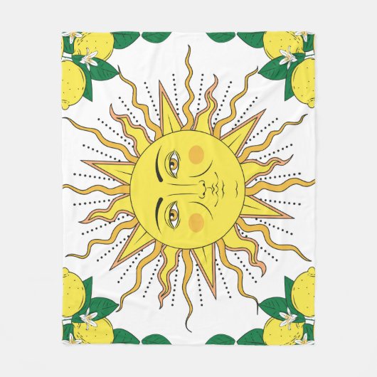 Couverture Polaire Fruits de citron tropicaux, Face Soleil. (Devant)