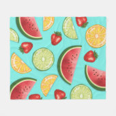 Couverture Polaire Fruits De Fraise D'Agrumes Sur Bleu Clair (Devant (Horizontal))