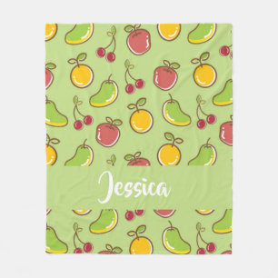 Couverture Polaire Fruits d'été frais motif vert