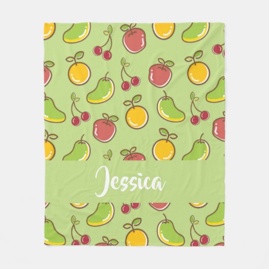 Couverture Polaire Fruits d'été frais motif vert (Devant)