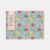 Couverture Polaire Fruits tropicaux mignons Motif d'été Nom Enfants (Devant (Horizontal))