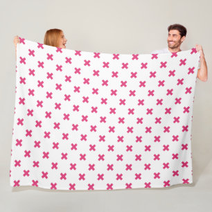 Couverture Polaire Fuchsia croix sur le blanc