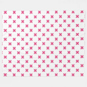 Couverture Polaire Fuchsia croix sur le blanc (Devant (Horizontal))