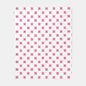 Couverture Polaire Fuchsia croix sur le blanc (Devant)
