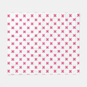 Couverture Polaire Fuchsia croix sur le blanc (Devant (Horizontal))