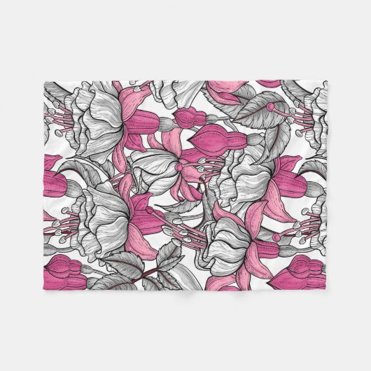 Couverture Polaire Fuchsia en blanc et rose (Devant (Horizontal))