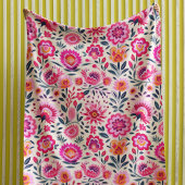 Couverture Polaire Fuchsia Fleurs mexicaines Motif Vibrant
