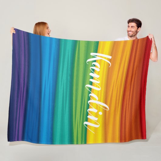 Couverture Polaire Fume personnalisée Lancer lgbtq drapeau arc-en-cie (En situation)