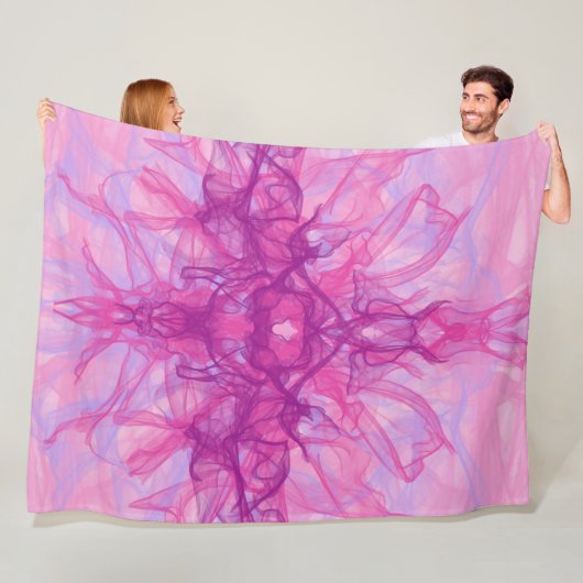 Couverture Polaire FUMÉE ROSE - Art fractal moderne et abstrait - (En situation)