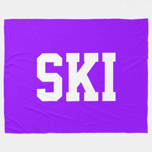 Couverture Polaire Fun Athlétique Gras Texte SKI Blanc Sur Violet Cla (Devant (Horizontal))
