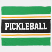 Couverture Polaire Fun Bright Green Black PICKLEBALL Stripes de cours (Devant (Horizontal))