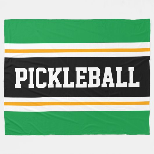 Couverture Polaire Fun Bright Green Black PICKLEBALL Stripes de cours (Devant (Horizontal))