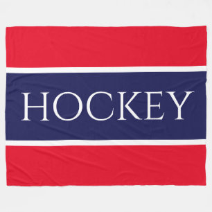 Couverture Polaire Fun Bright Rouge Blanc Marine Bleu "HOCKEY" Stripe