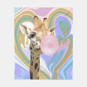 Couverture Polaire Fun Bubblegum soufflant Giraffe Liquide Swirl Bleu