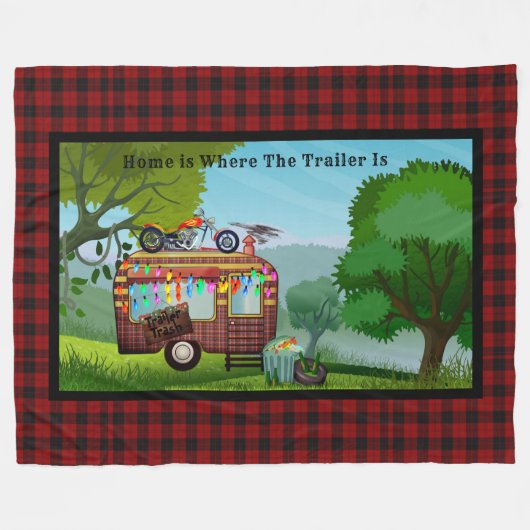 Couverture Polaire Fun Camper Trailer Accueil Mat Maison Est Où (Devant (Horizontal))
