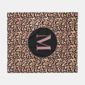 Couverture Polaire Fun Chic Rose Black Gold Cheetah/Leopard Monogram (Devant (Horizontal))