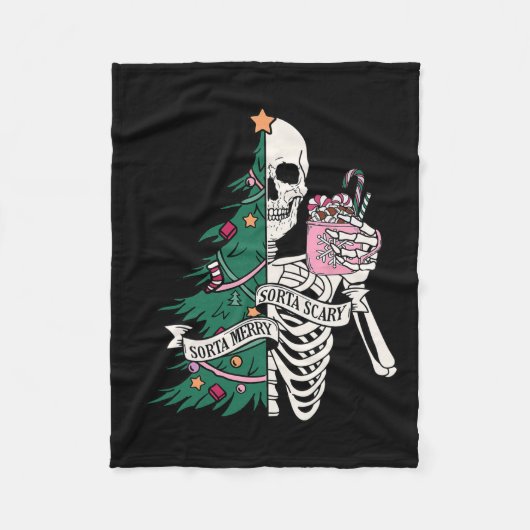 Couverture Polaire Fun Christmas Sorta Merry Sorta Scandale Skeleton  (Devant)