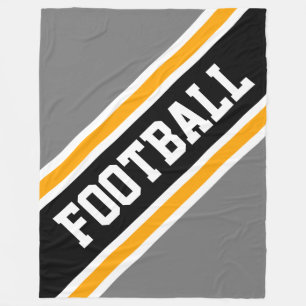 Couverture Polaire Fun FOOTBALL Diagonal Noir Gris Jaune rayures