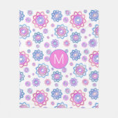 Couverture Polaire Fun Lotus Flower Monogramme rose Pastel Vert (Devant)