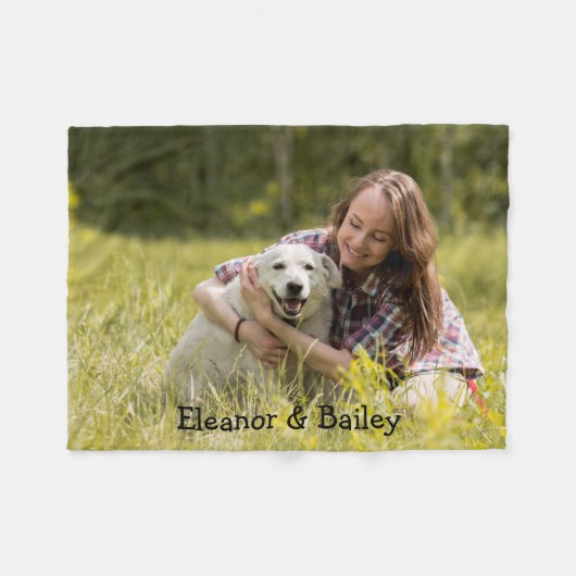 Couverture Polaire Fun Modern Animaux Photo Monogramme personnalisé (Devant (Horizontal))