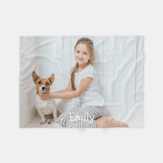 Couverture Polaire Fun moderne Nom photo personnalisé (Devant (Horizontal))