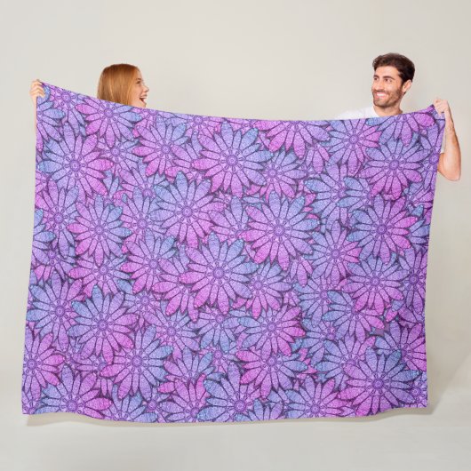 Couverture Polaire Fun Purple Flowers (En situation)