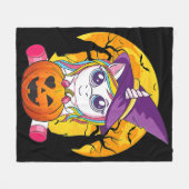 Couverture Polaire Fun Retro Halloween Gifts Cute Witchy Unicorn Girl (Devant (Horizontal))