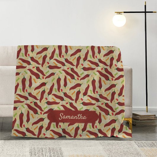 Couverture Polaire Fun Rouge Chili Motif