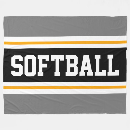 Couverture Polaire Fun SOFTBALL Gris Black Athletic Racing Stripes (Devant (Horizontal))