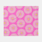 Couverture Polaire Fun Vibrant Retro Clair Rose Daisy Motif Floral (Devant (Horizontal))