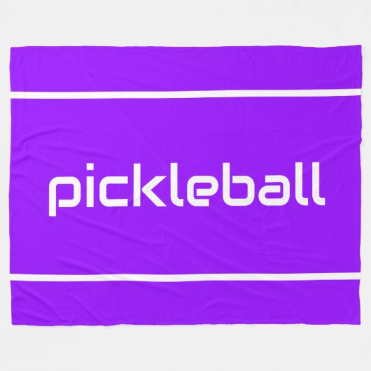 Couverture Polaire Fun White PICKLEBALL Text Stripes On Bright Purple (Devant (Horizontal))