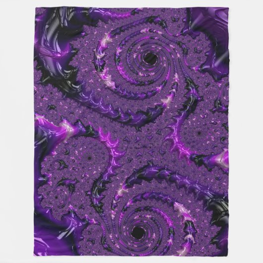 Couverture Polaire Funky Bold Boho Purple Digital Abstrait Fractal (Devant)