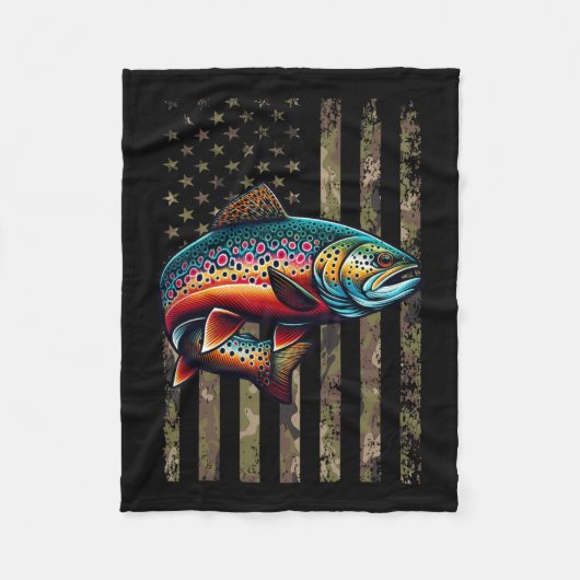 Couverture Polaire Funky Brook Trout American Flag Fishing M (Devant)
