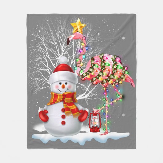 Couverture Polaire Funky Christmas Tree Flamant rose Casquette Père N (Devant)