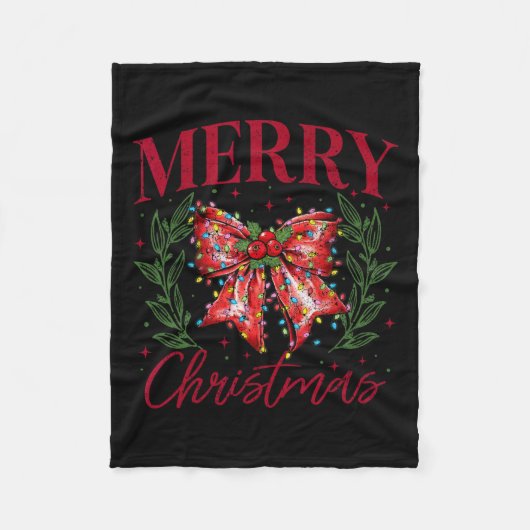 Couverture Polaire Funky Noël Noël Fête Coquette Bow Joyeux Noël (Devant)