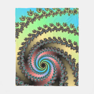 Couverture Polaire Funky Spiral Pastel Rainbow Fractal
