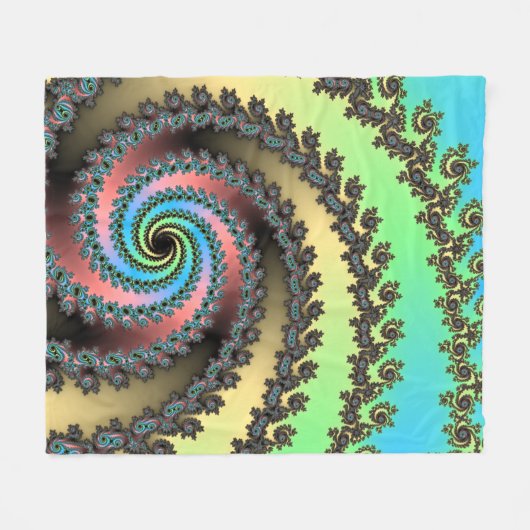 Couverture Polaire Funky Spiral Pastel Rainbow Fractal (Devant (Horizontal))