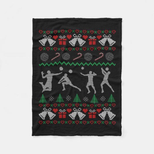 Couverture Polaire Funky Vacances de Noël de volley-ball (Devant)