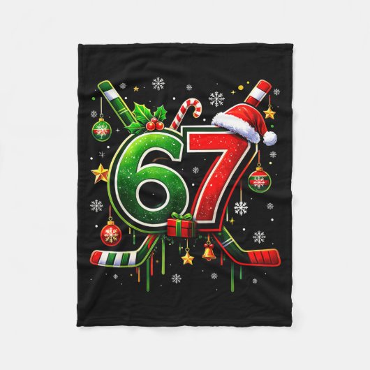 Couverture Polaire Funny 67 Six Seven Christmas Ice Hockey  (Devant)