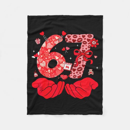 Couverture Polaire Funny 6 7 Hands Meme Cute Valentine's Day Six Seve (Devant)