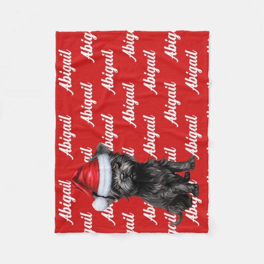 Couverture Polaire Funny Affenpinscher Nom du chien Motif Noël (Devant)