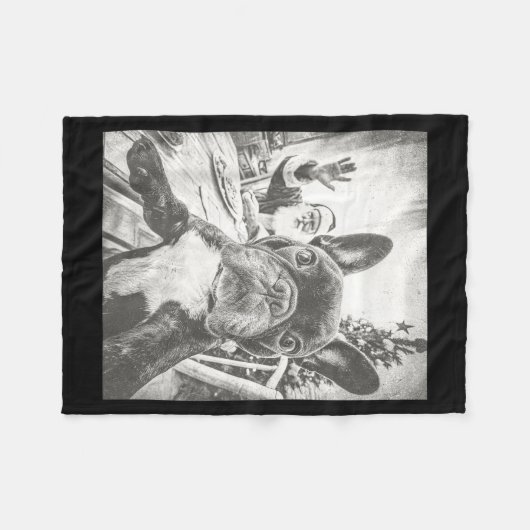 Couverture Polaire Funny Ai French Bulldog Selfie With Santa Claus Ch (Devant (Horizontal))