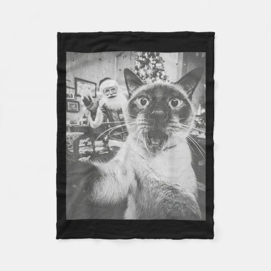 Couverture Polaire Funny Ai Siamese Cat Selfie With Santa Claus Chris (Devant)