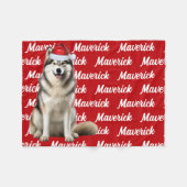Couverture Polaire Funny Alaskan Malamute Nom du chien Motif Noël (Devant (Horizontal))