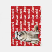 Couverture Polaire Funny Alaskan Malamute Nom du chien Motif Noël (Devant)