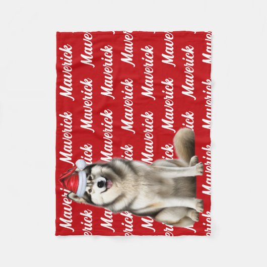 Couverture Polaire Funny Alaskan Malamute Nom du chien Motif Noël (Devant)