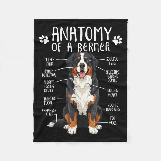 Couverture Polaire Funny Anatomy Bernese Mountain Dog Cute Berner Lov (Devant)
