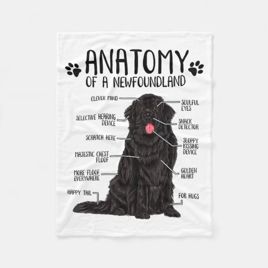 Couverture Polaire Funny Anatomy Newfoundland Dog Cute Newfie Lover (Devant)